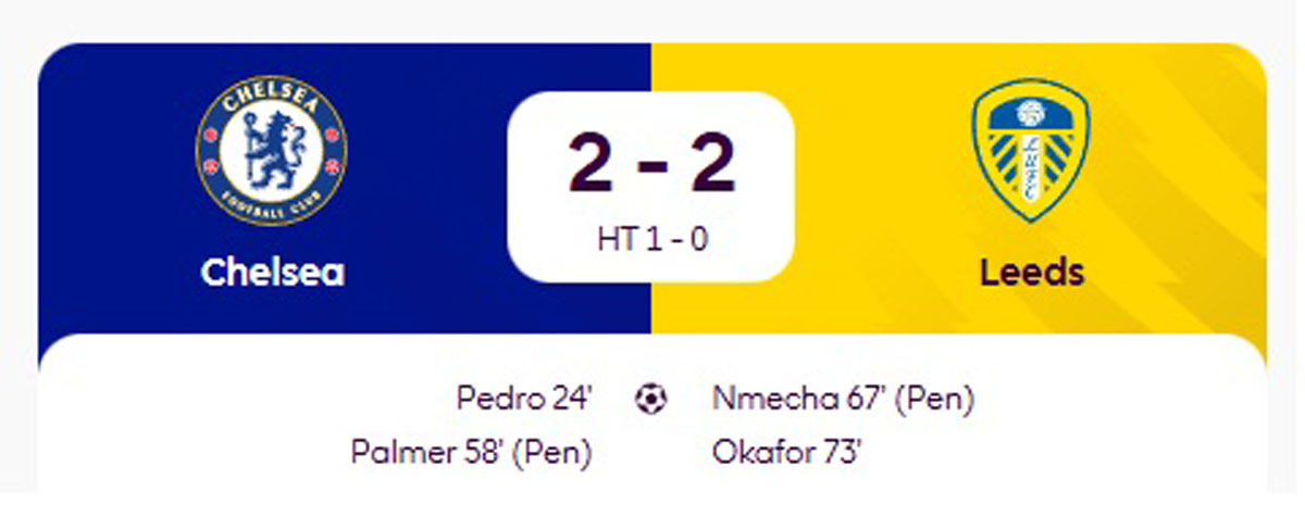Chelsea 2-2 Leeds United
